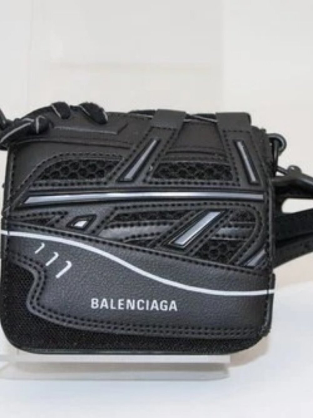 Balenciaga Faux Calfskin Fabric Sneakerhead Crossbody Wallet - Black